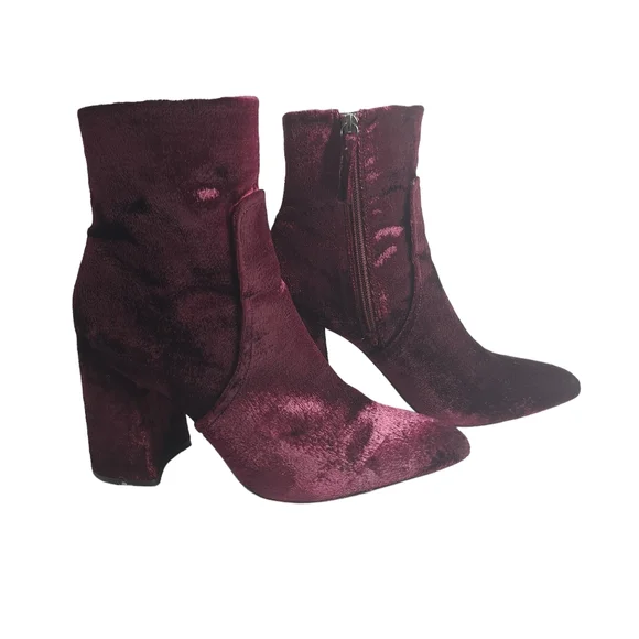 Steve Madden Women's Jaque Burgundy Velvet Ankle Boots 9M - Picture 6 of 15